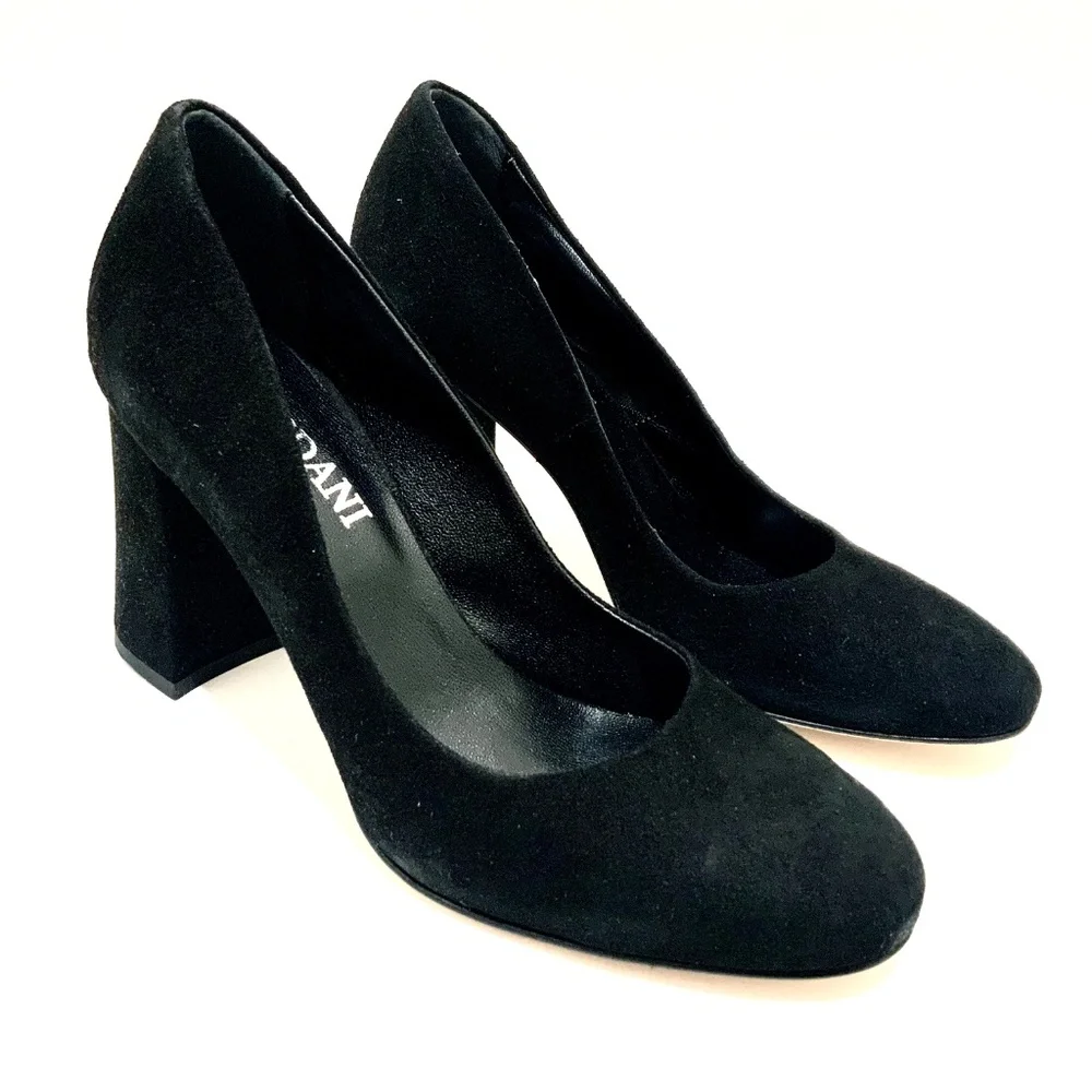 CORDANI Hannette Black Suede Leather Shoes Round Toe Womens Block Heel Pump 37 - Picture 6 of 11